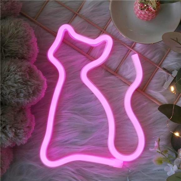 LED Cat Neon Signs Lights Wall Decor,Battery or USB Operated for Room,Wall Decor - Picture 7 of 7